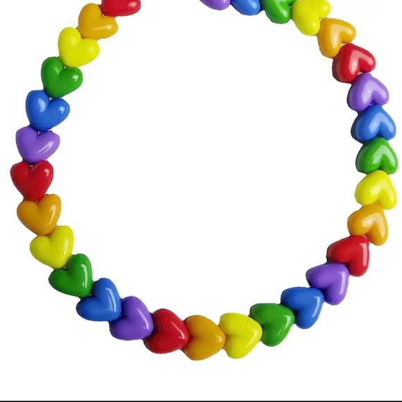 Retro rainbow heart necklace - Picture 2 of 2